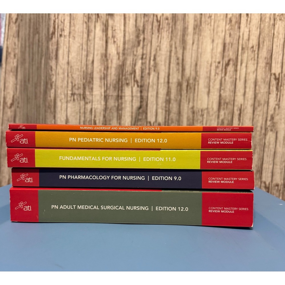 ATI Nursing Review Module Books PN Adult Peds Pharm Fundamentals Leadership Set